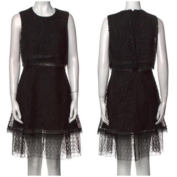 Jonathan Simkhai Popover Cape Back Tricot Lace Cable Knit Party Dress Black Sz 0 - Picture 1 of 13